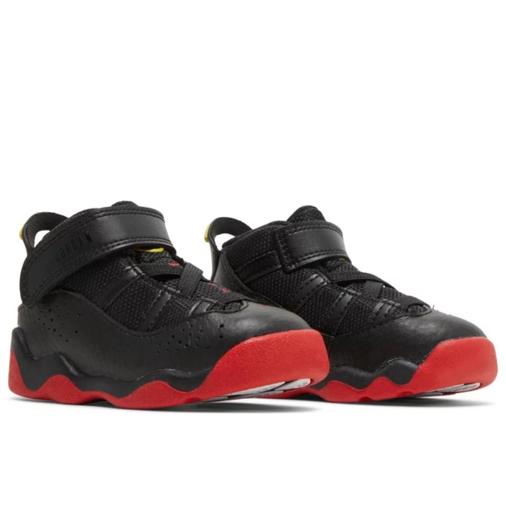 Nike Air Jordan 6 Rings Sneakers Black University Red Toddler Size 4C